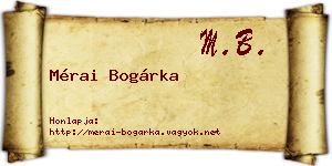 Mérai Bogárka névjegykártya